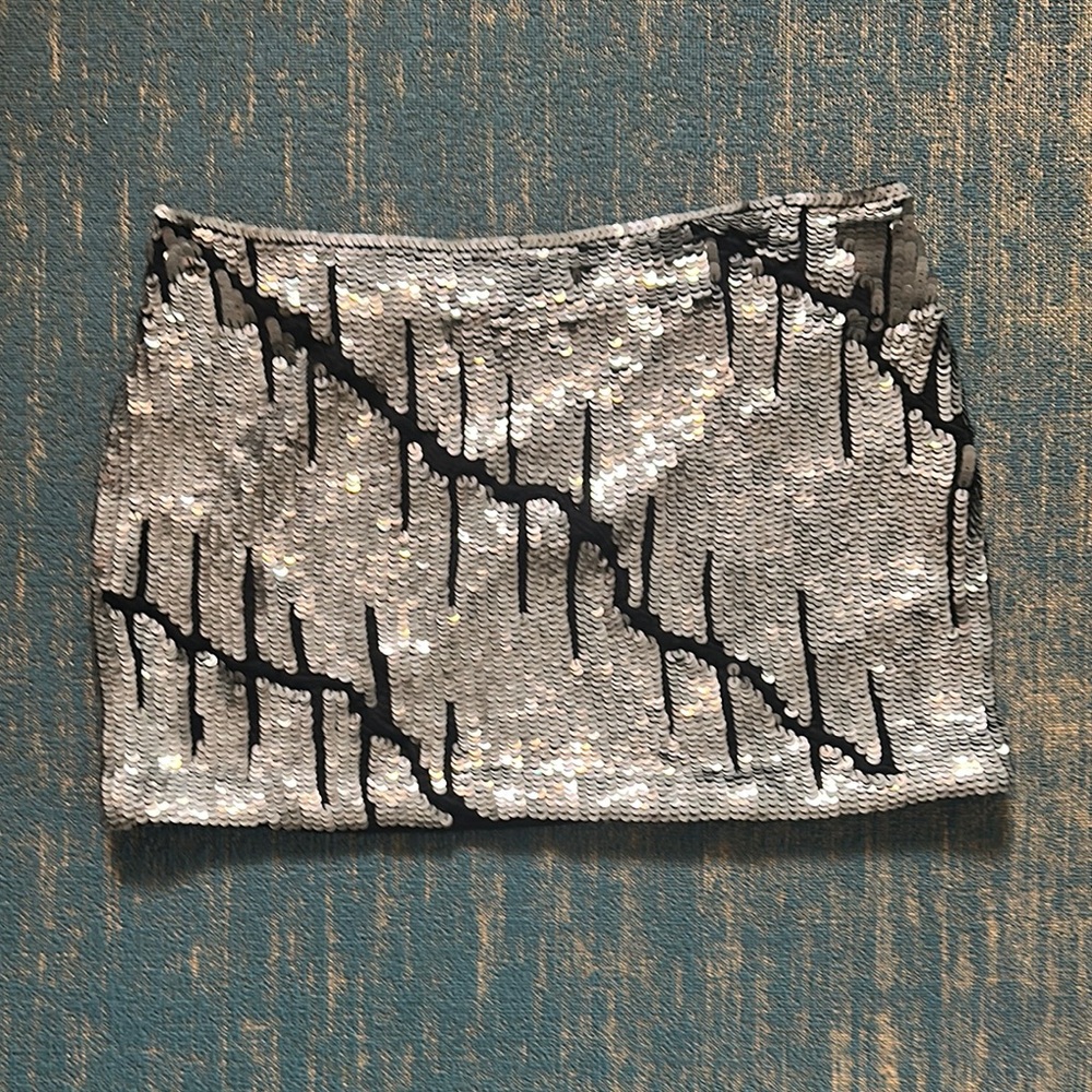 Gryphon Silver Sequin Mini Skirt